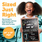 First Day Last Day of School Double Sided Sign with Frame (Reusable Dry Erase Board for Liquid Chalk Markers - 9.17" x 13.27")