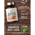 Carlyle Grass Fed Beef Liver Capsules | 4500mg | 250 Count | Desiccated Supplement | Non-GMO, Gluten Free | by Herbage Farmstead