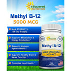 Vitamin B12 - 5000 MCG Supplement with Methylcobalamin (Methyl B-12) - 120 | Max Strength B12 Vitamins - 120 Tablets - Methylated Vit B 12 Support for Men & Women - Help Boost Energy & Brain Health
