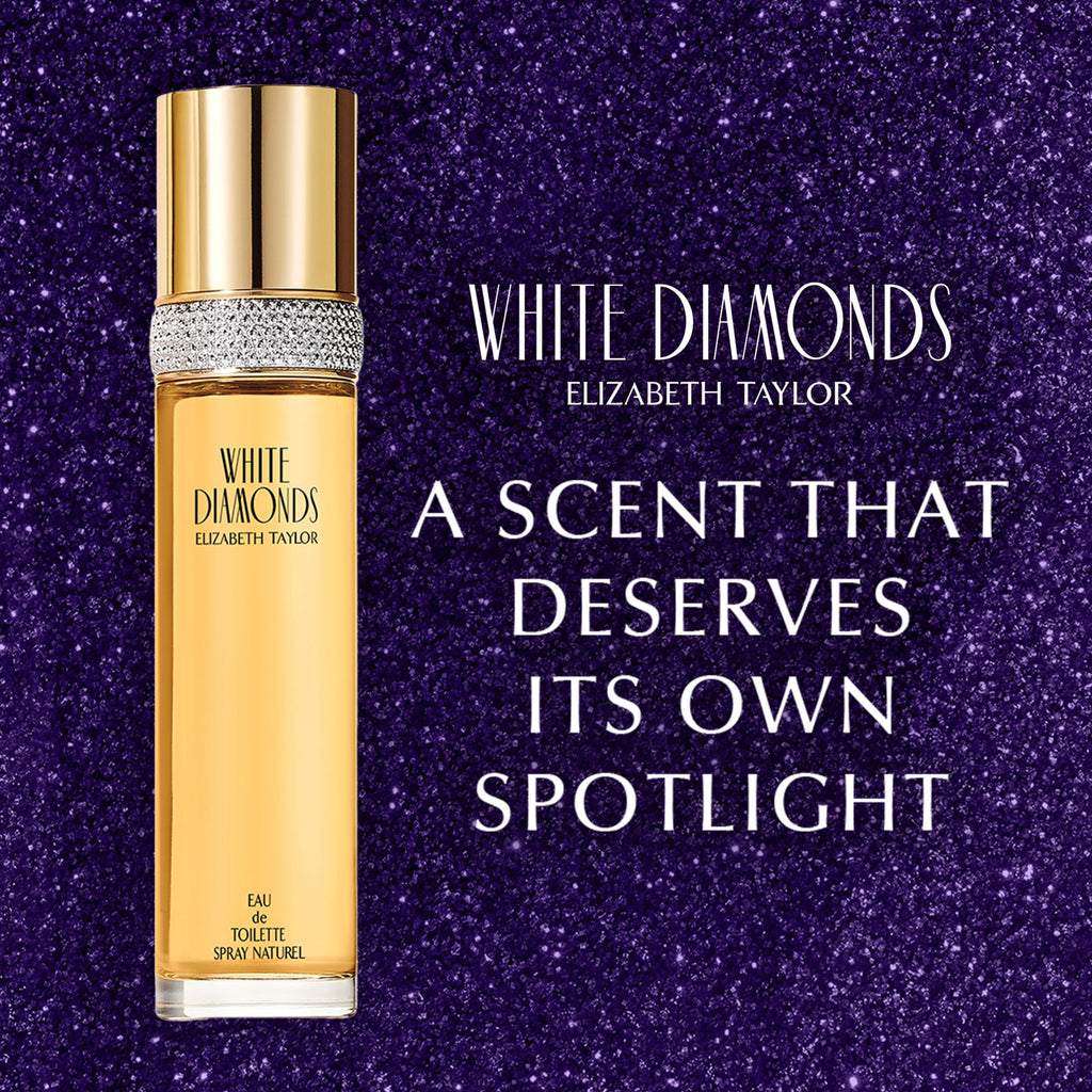 Elizabeth Taylor White Diamonds Eau de Toilette for Women, 3.3 fl oz | Women's floral chypre eau de toilette. Perfume with notes of lily, neroli, warm amber, and sandalwood.
