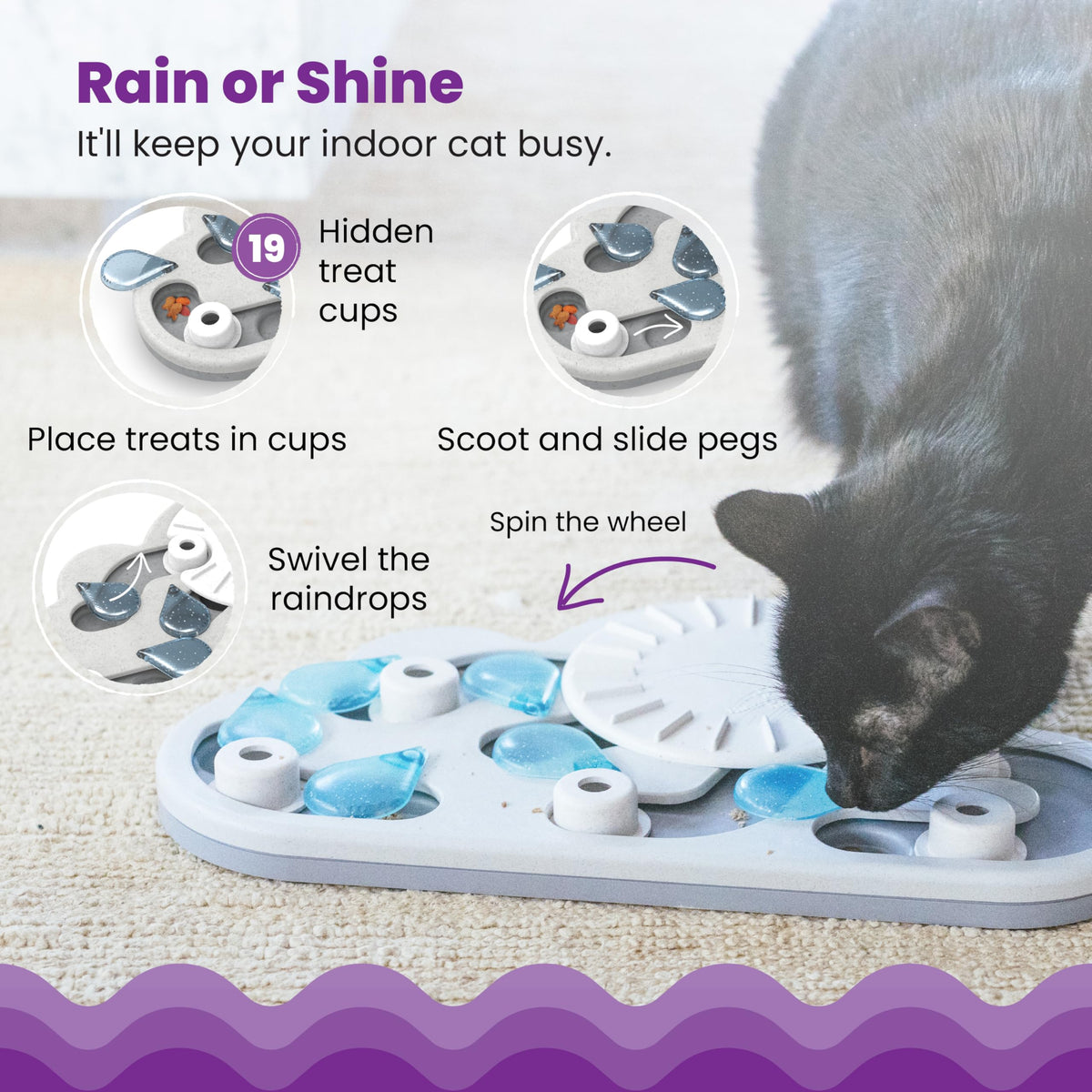 Catstages Nina Ottosson Rainy Day Puzzle & Play Cat Toy Treat Puzzle, 14"