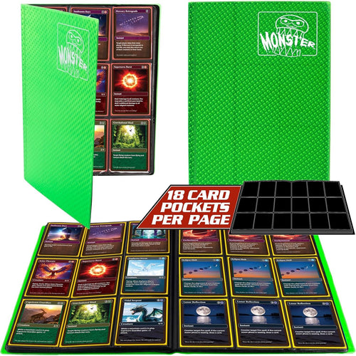 Buy now 9 Pocket Trading Card Binder- Holofoil Green Album w Side Loading Pockets, AntiTheft Anti-Drop- TCG Collector Storage Organizer for 360 CardsCompatible with Pokémon, Yu-Gi-Oh!, MTG Magic The Gathering at indiglob india