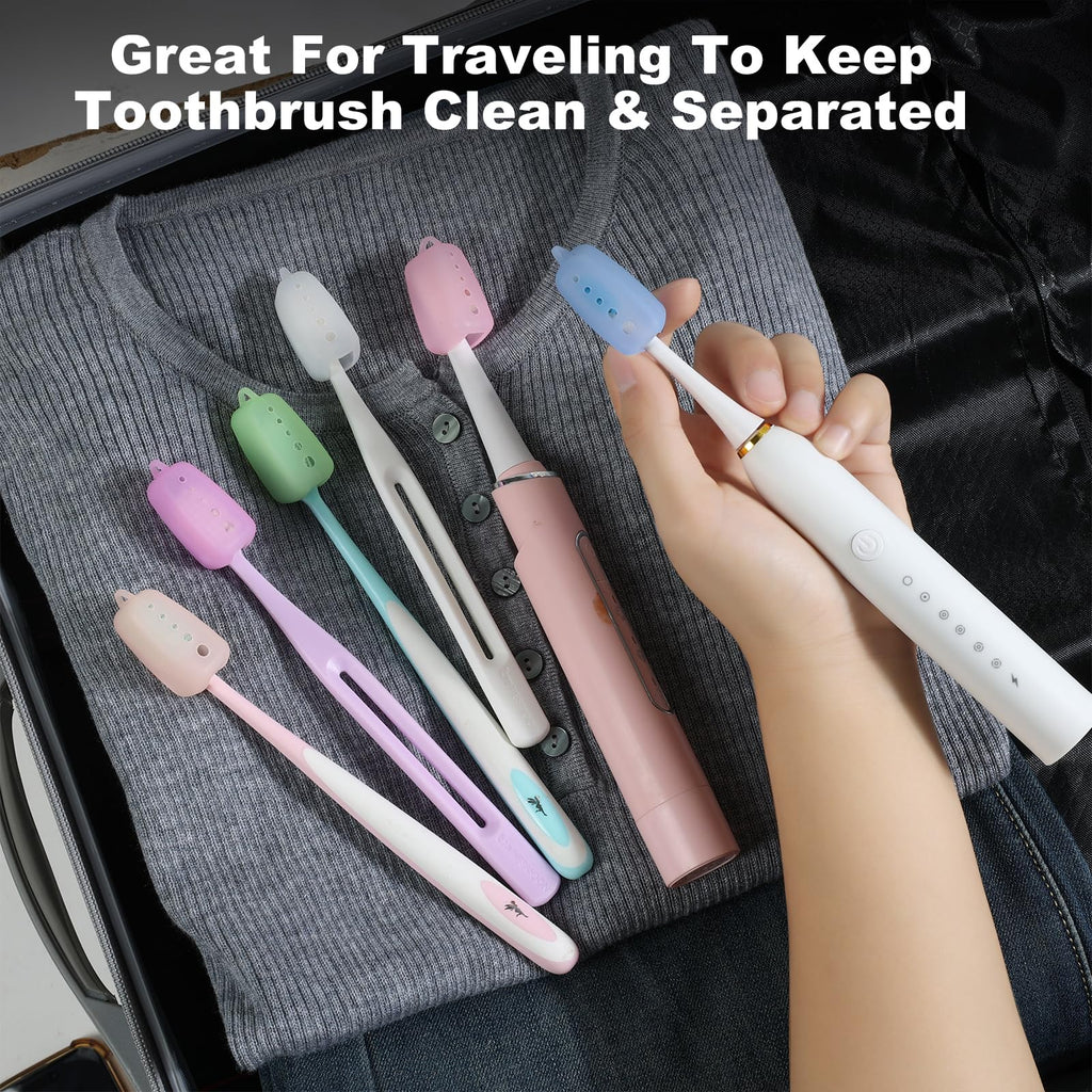 6 Pack Silicone Toothbrush Covers, Travel Toothbrush Head Cover Caps