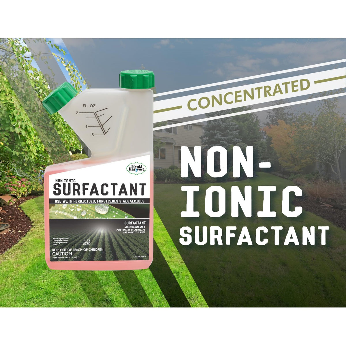 Liquid Harvest Concentrated Surfactant for Herbicides Non-Ionic 16oz, Increase Product Coverage, Increase Product Penetration, Increase Product Effectiveness