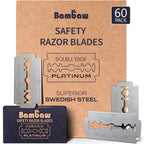 Bambaw Safety Razor Blades for Men & Women, 60 Pack, Double Edge Razor Blades Refills, Platinum Swedish Stainless Steel, Sharp & Long-Lasting Edge Retention, Up to 14 Months Supply