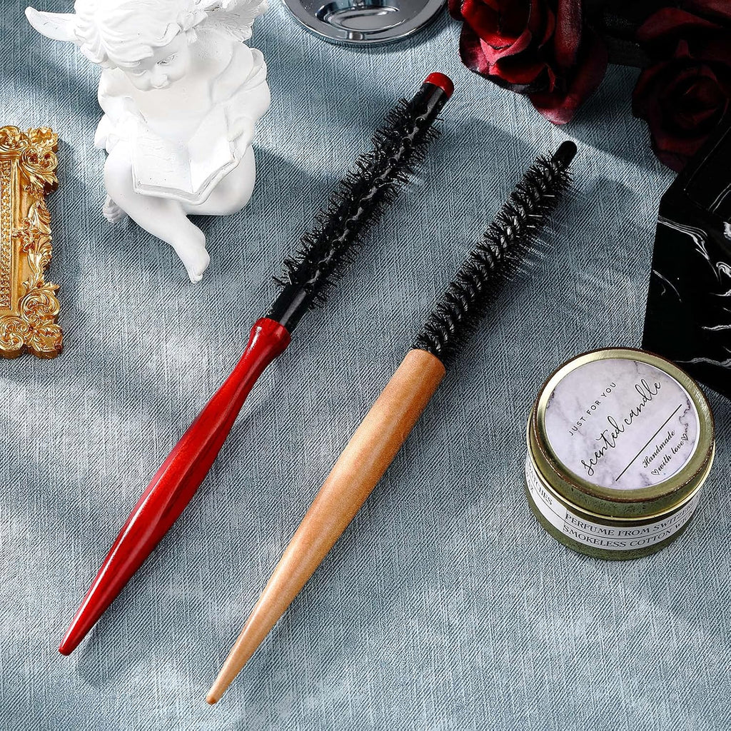 Buy now 2 Pcs Small Round Hair Brush Mini Round Wood Brush Roller Quiff Hair Combs Nylon Bristles es Salon dressing for Blow Drying Curly Styling Bangs Lifting Beard Care, 2 Styles at indiglob india