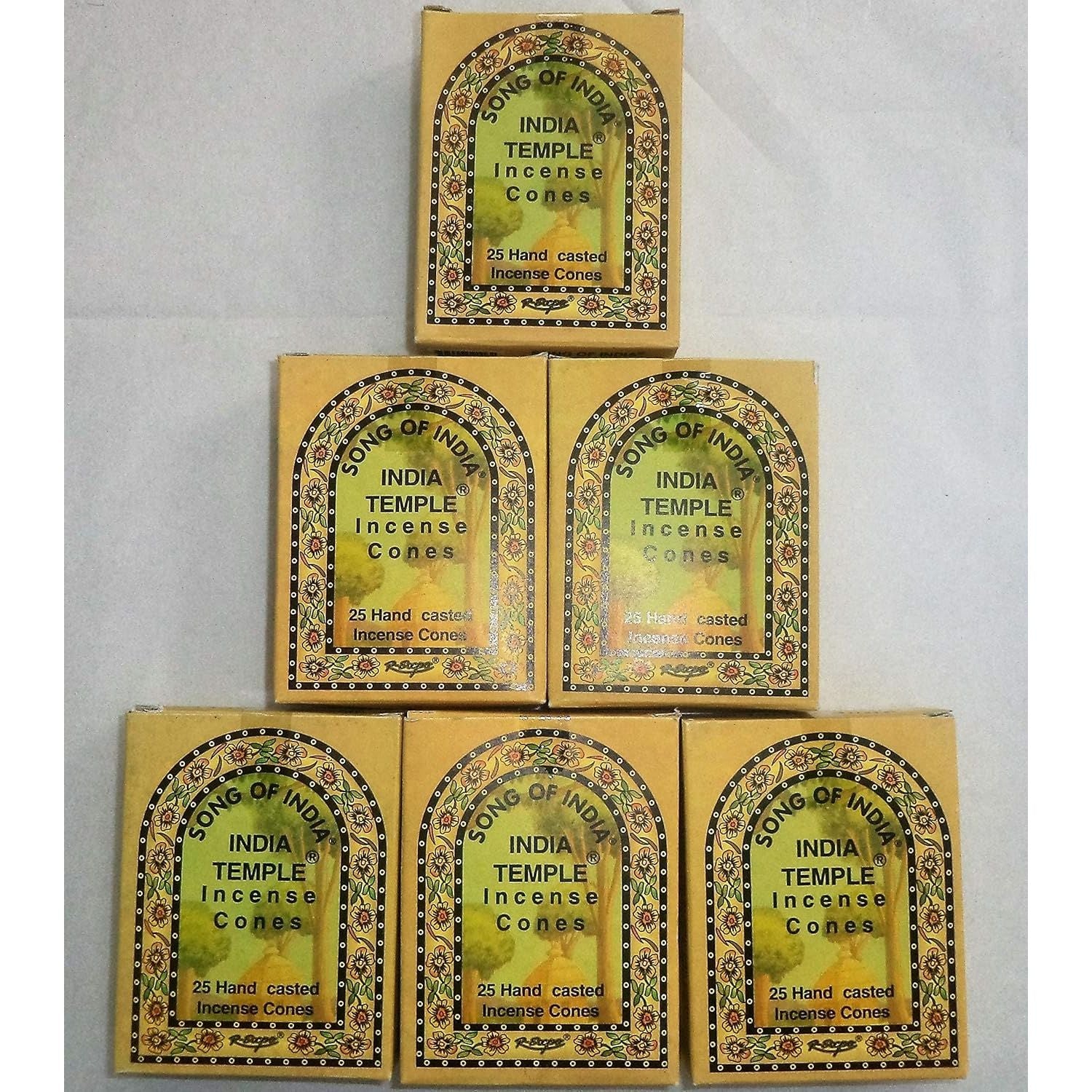 Buy now Song of India - India Temple Incense Cones. 6 x 25 = 150 Cones Total Default at indiglob india