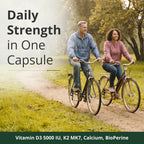 Vitamin D3 K2 Calcium Supplement – Vitamin D3 5000 IU, K2 MK7 – 60 Capsules