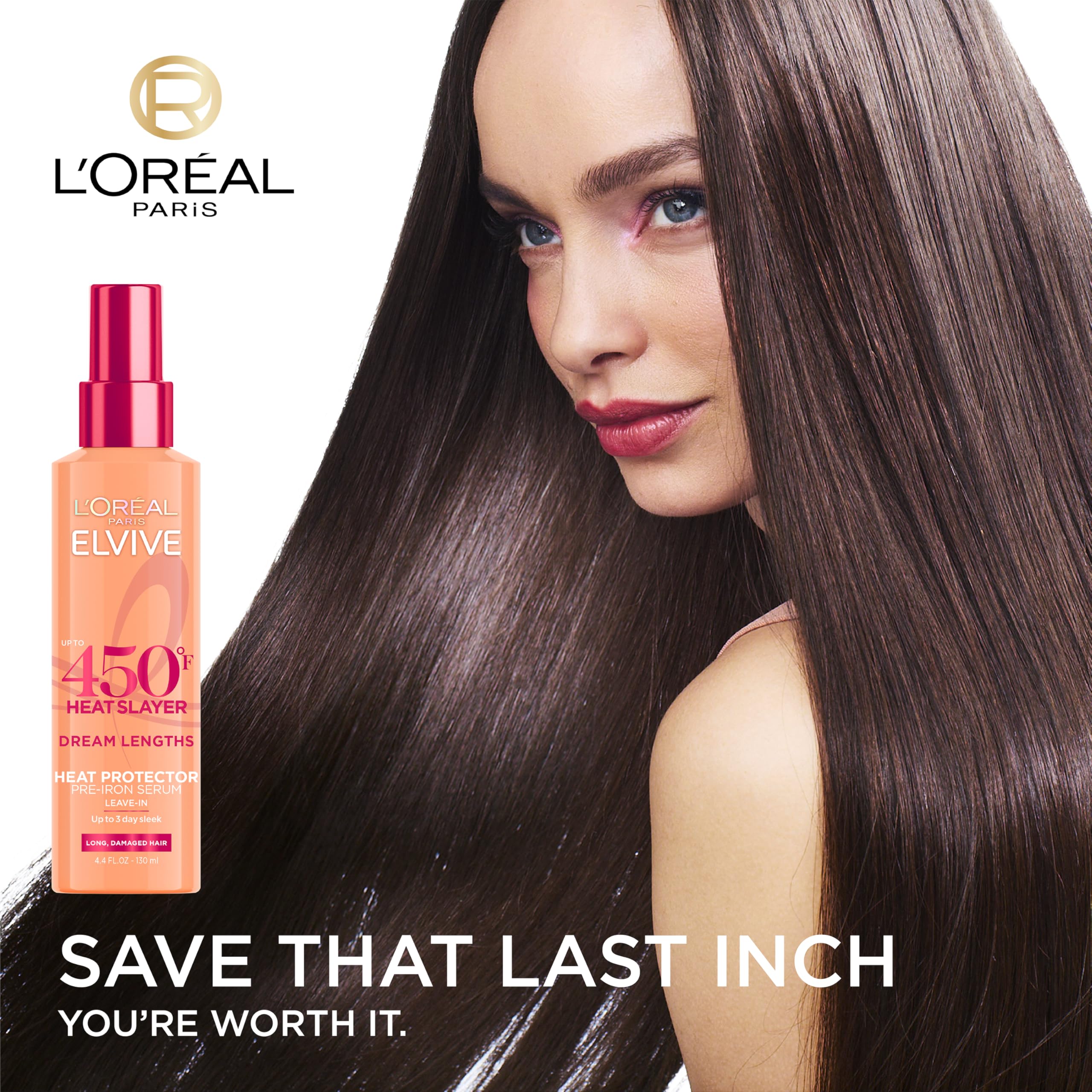 L'Oreal Paris Elvive Dream Lengths Heat Slayer Pre-Iron Spray Leave-In, 4.4 Ounce | 4.4