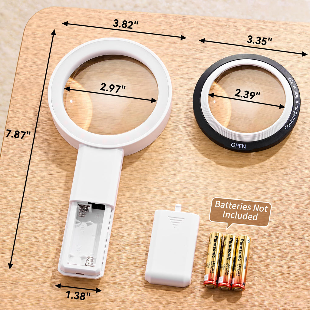JARLINK Magnifying Glass with Light, 30 LED, Detachable Dual Lenses