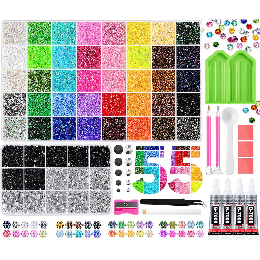 70000Pcs Bedazzling Kit 2 Boxes with Rhinestones for Bedazzling, DIY Crafts