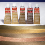 AMACO Rub N Buff Wax Metallic Finish Gold Kit - Antique Gold Autumn Gold European Gold Gold Leaf Grecian Gold 15ml Tubes - Versatile Gilding Wax for Finishing and Restoration- 5 Rub and Buff Colors