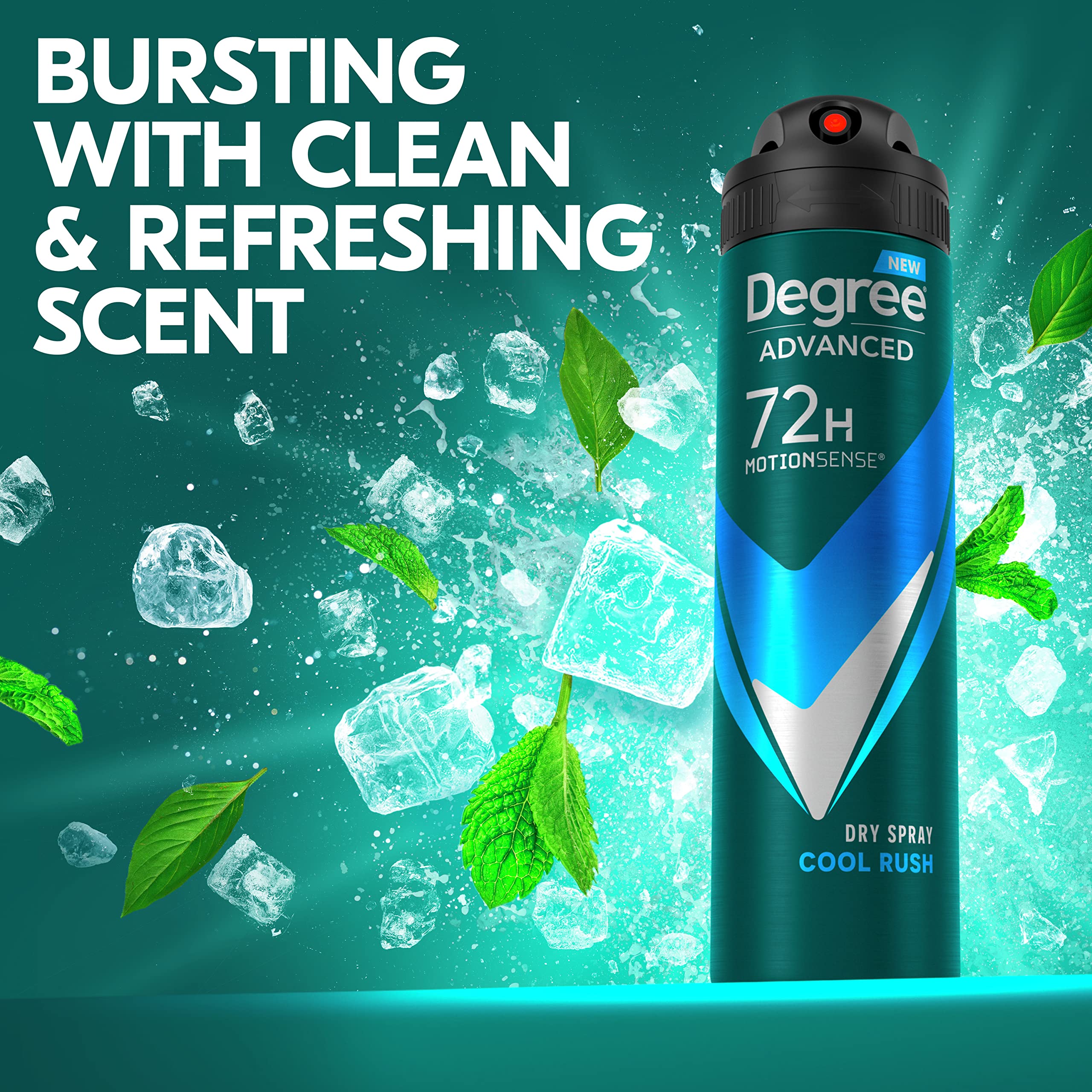 Degree Antiperspirant Deodorant Dry Spray Cool Rush 3.8 oz 3 Count | 72-Hour Sweat and Odor Protection For Men With Body Heat Activated® Technology
