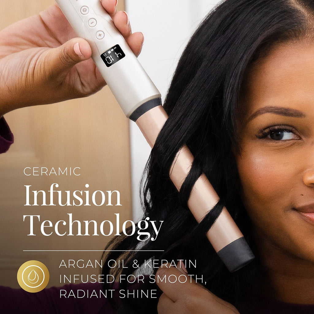 Remington Shine Therapy Curling Wand, 1 Inch, Argan Oil & Keratin | Argan Oil and Keratin infused, Straight Barrel for Loose Waves, Includes Heat Glove, Ceramic Technology for Smooth Shine