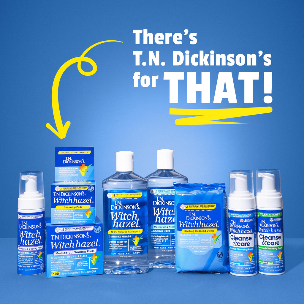 T.N. Dickinson's Witch Hazel 100% Natural Astringent | 8 Fl Oz | Pure Witch Hazel, Fragrance Free; Cleanses & Soothes Skin; Clinical Grade; for Face & Body