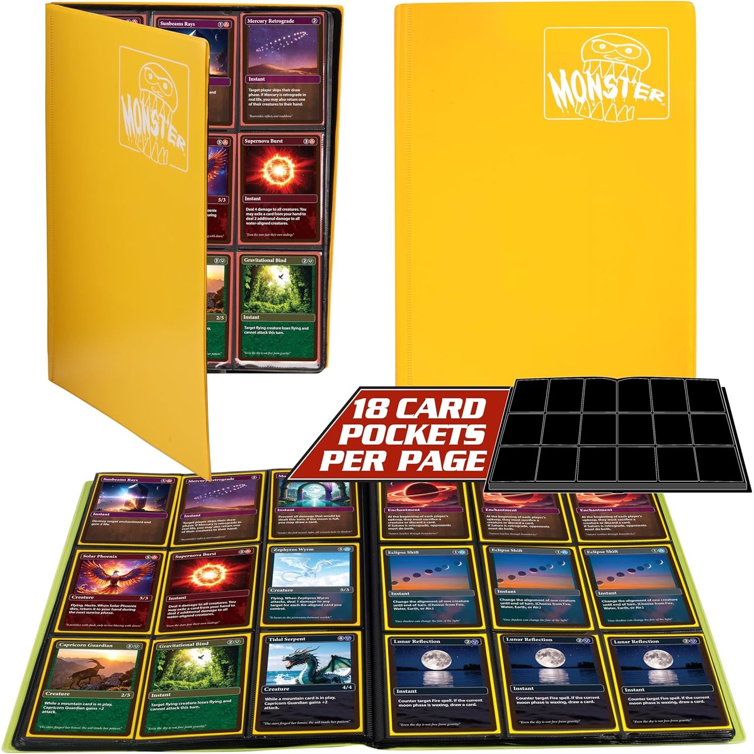 Buy now 9 Pocket Trading Card Binder- Holofoil Pink Album w Side Loading Pockets, AntiTheft Anti-Drop- TCG Collector Storage Organizer for 360 Cards-Compatible with Pokémon, Yu-Gi-Oh!, MTG Magic The Gathering Matte Sunflower Orange at indiglob india