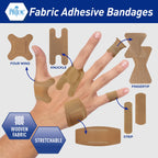 MED PRIDE Sterile Fingertip Fabric Bandages,Hypoallergenic,1.75x3 in,100-Ct