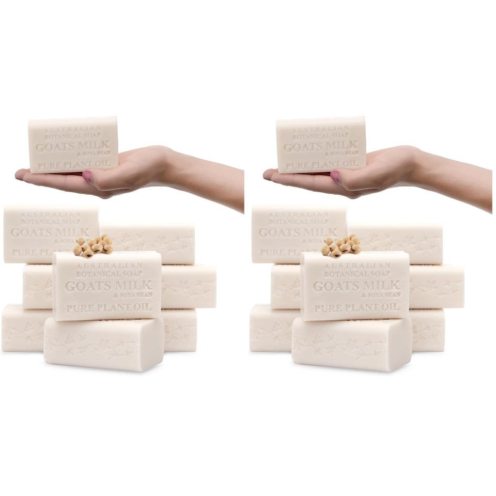 Australian Botanical Soap 6.6 OZ, Pack of 8, Goat Milk Soap Bars with Soya Bean Oil, Enriched with Organic Shea Butter, Suitable for All Skin Types, Packaging May Vary
