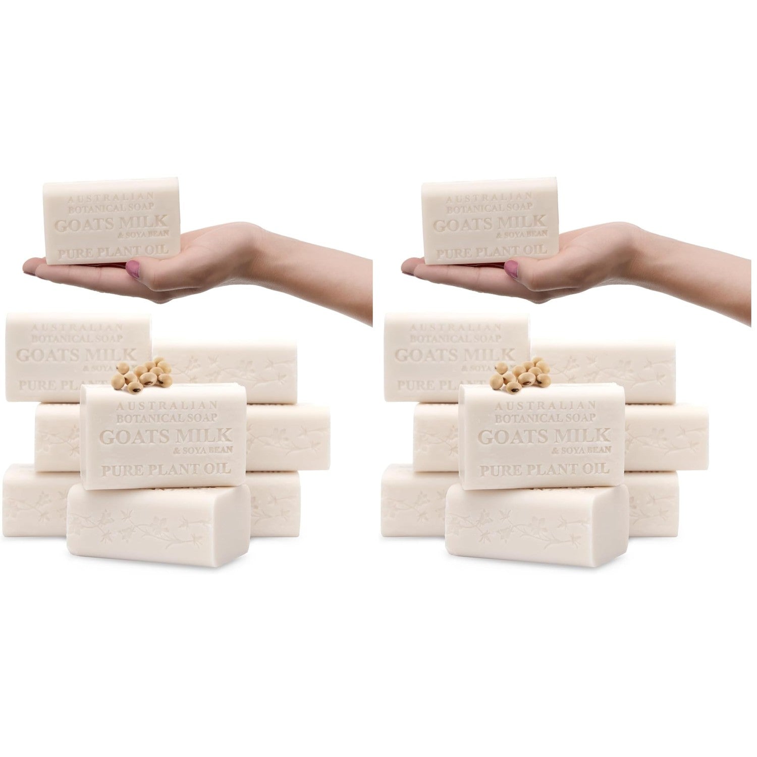 Australian Botanical Soap 6.6 OZ, Pack of 8, Goat Milk Soap Bars with Soya Bean Oil, Enriched with Organic Shea Butter, Suitable for All Skin Types, Packaging May Vary