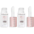 Revolution Pout Bomb Plumping Lip Gloss trio featuring a sleek design with white applicators. Verified by CuratCart.