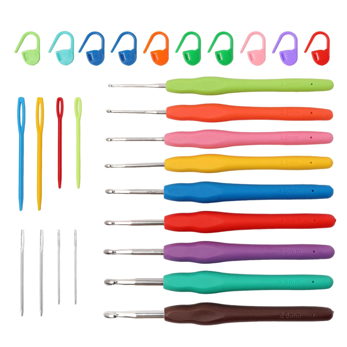 Flickzo Ergonomic Crochet Hooks Set, premium imported quality with vibrant colors, available at Curat Cart.