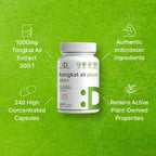Tongkat Ali Extract 300:1 with Horny Goat Weed 1,100mg – Indonesian Longjack Eurycoma Longifolia Root – Extra Strength Herbal Supplement for Energy