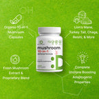 Organic 10-in-1 Mushroom Supplement, 240 Capsules – Lions Mane, Turkey Tail, Reishi, Cordyceps & More Mushroom Complex – Immune, Energy & Nootropic Brain Support – Non-GMO