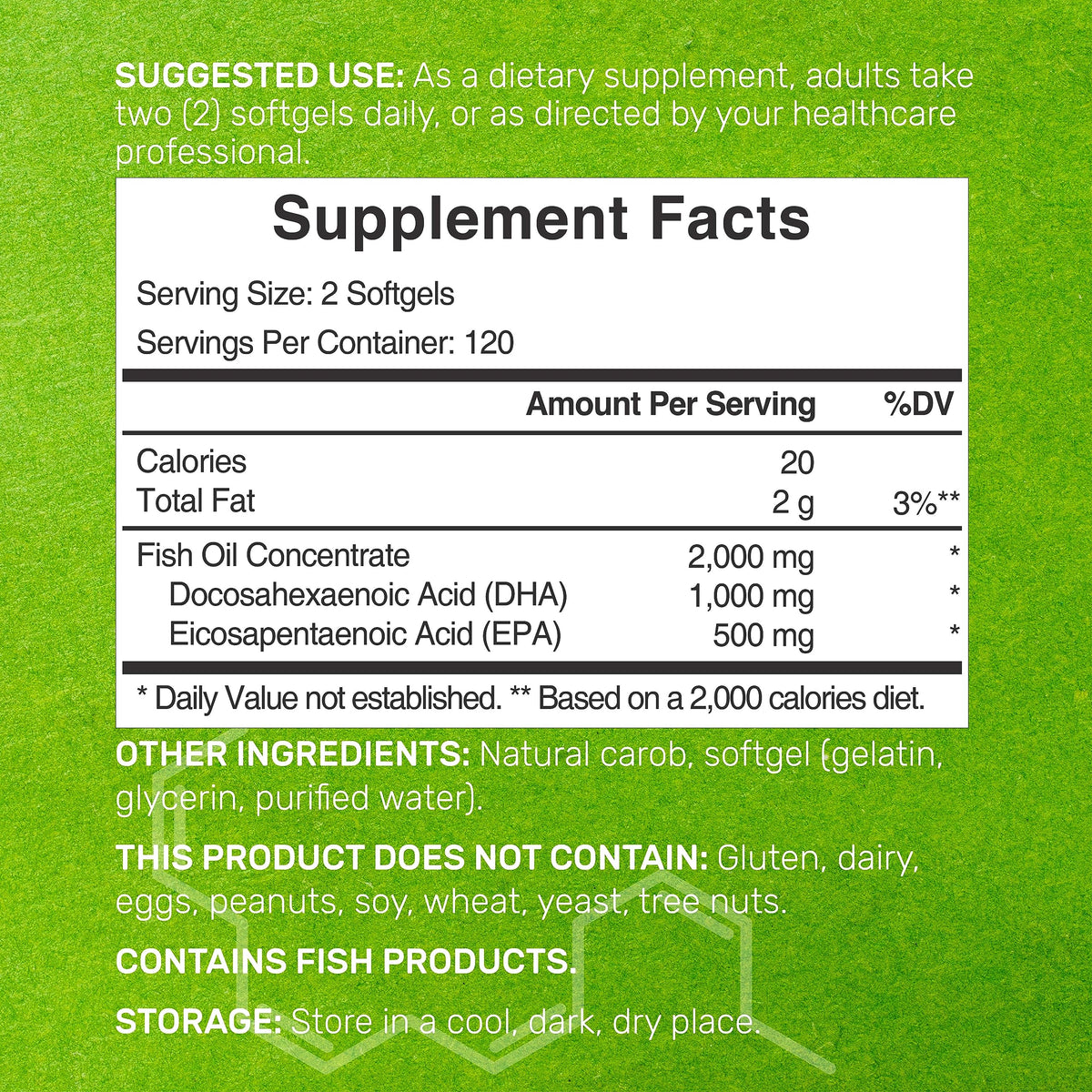 DHA Supplements | 240 Softgels, Burpless, Lemon Flavor, DHA 1000mg + EPA 500mg, Wild Caught Fish, Rich in Omega-3s, Mercury Free, Non-GMO, Support Brain Heart & Joint Health