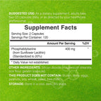 Phosphatidylserine Supplement, 400mg Serving, 240 Capsules – Soy Free Sunflower Lecithin Source