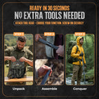 Prime Adventure 15-in-1 Tactical Survival Walking Stick & Hiking Staff – Heavy-Duty Collapsible Multitool for Camping, Hiking & Outdoor Survival Gear (8 Tubes, Premium Build)