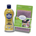 BAR KEEPERS FRIEND Soft Cleanser Liquid (13 OZ) and Non Scratch Scouring Scrubber Kit | Multipurpose, Stainless Steel, Rust, Soft Cleaner with Heavy Duty Non Scratch DishCloth