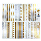 Buy now Metallic Temporary Tattoos- 6 Sheets of Gold & Silver Long Lasting Fashion Designs (Series 3)- Temporary Flash Tattoo is Water Resistant, Easy Apply- Bachelorette Party Supplies- Stocking Stuffer Gift at indiglob india