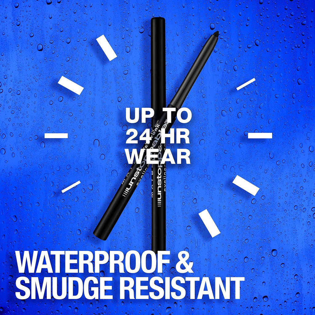 Buy now Maybelline Unstoppable Waterproof Mechanical Black Eyeliner Pencil, Easy to Apply, Smooth Glide, Up to 24 Hour Wear, Onyx at indiglob india