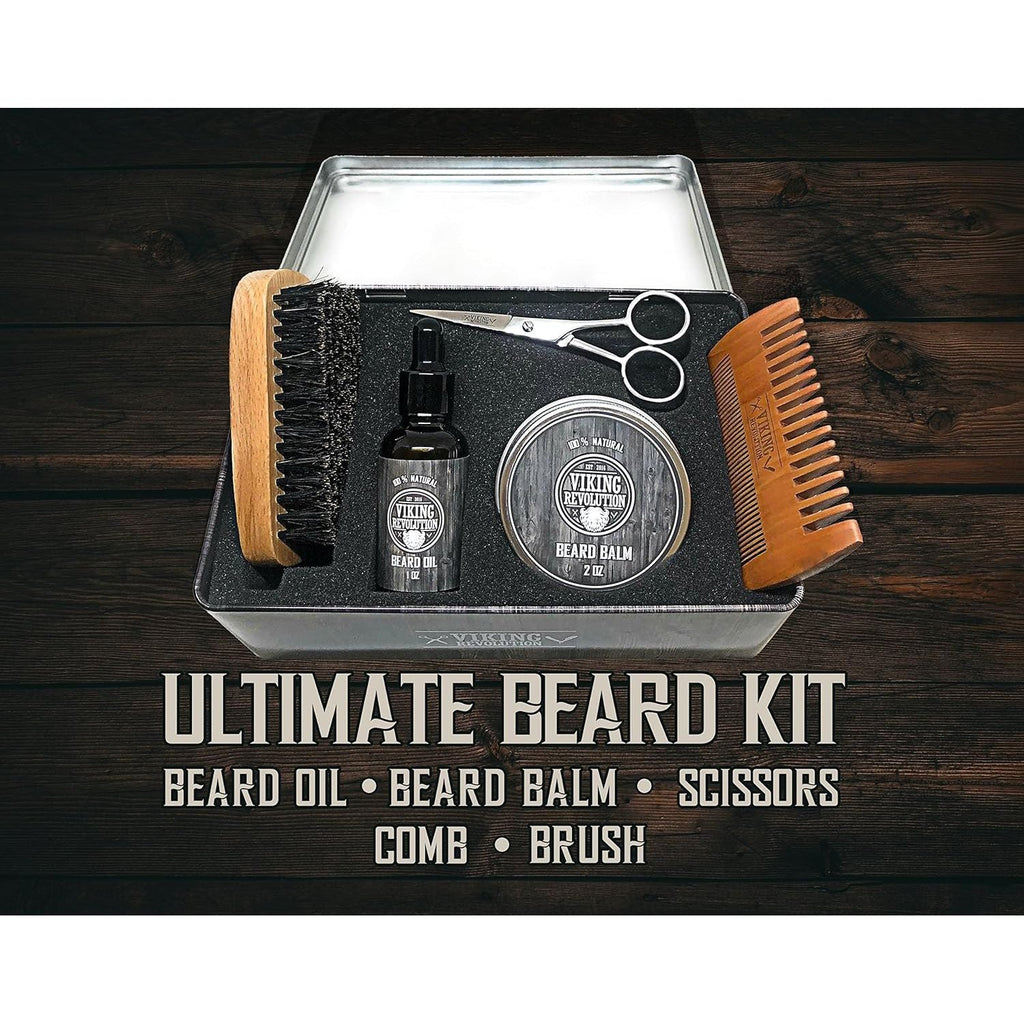 Buy now Viking Revolution - Ultimate Beard Kit - Beard Grooming Kit with Beard Brush, Beard Comb, Beard Balm, Beard Oil, Beard & Moustache Scissors - Gifts for Men at indiglob india