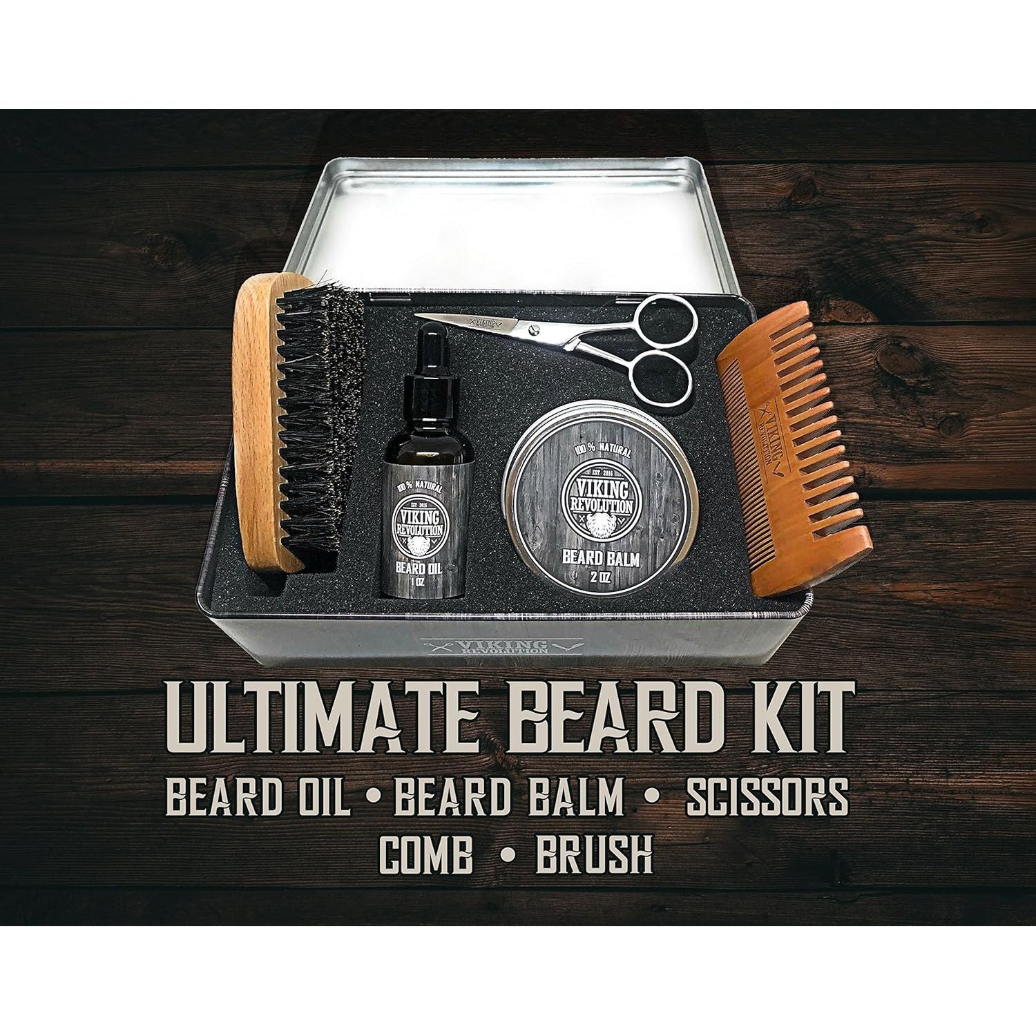 Buy now Viking Revolution - Ultimate Beard Kit - Beard Grooming Kit with Beard Brush, Beard Comb, Beard Balm, Beard Oil, Beard & Moustache Scissors - Gifts for Men at indiglob india