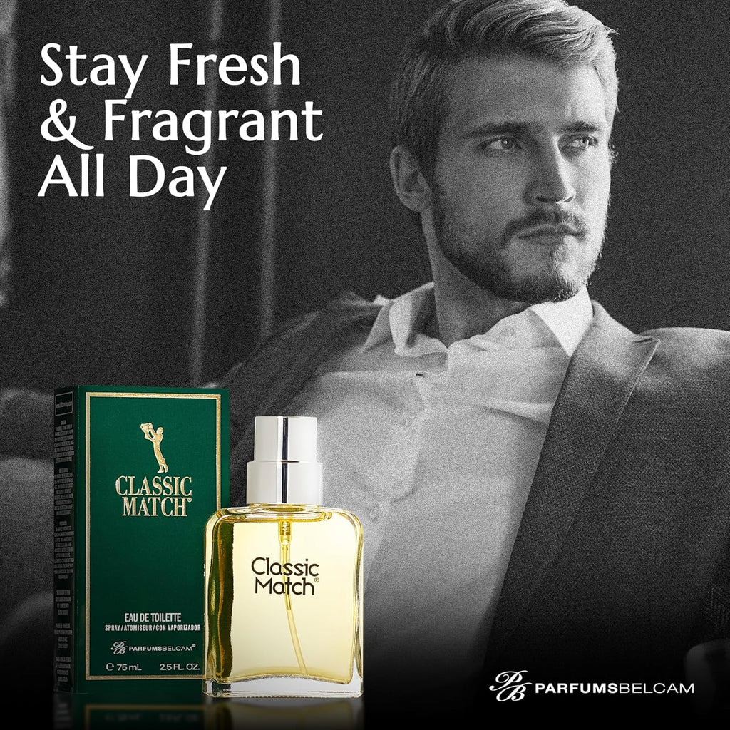 Buy now PB ParfumsBelcam Classic Match Green Eau De Toilette Spray for Men â€“ Fresh Chypre Cologne, Bergamot, Basil, Musk, Long-Lasting Masculine Fragrance, Signature Scent â€“ 2.5 Fl Oz at indiglob india