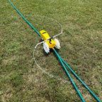 Nelson Rain Train 13,500 Square Feet Cast Iron Outdoor Lawn Traveling Water Sprinkler for Yard, and Garden, with Auto Shut Off, Yellow