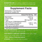 Myo-Inositol & D-Chiro Inositol Supplement for Women (40:1) | 2,050mg Per Serving | 240 Veggie Capsules | with Folate, Vitamin D3 & Vitex | Hormonal Balance & Cycle Support | Non-GMO