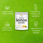 Organic Lemon Powder, 1lb – Real Freeze-Dried Source – Rich in Essential Vitamin C – Natural Immune Support – Raw Lemon Juice Flavor & Aroma – Non-GMO, Filler Free, No Sugar