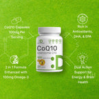DEAL SUPPLEMENT CoQ10 100mg with Omega 3 100mg, 240 Capsules | Bioavailable Coenzyme Q10 Formula | Non-GMO
