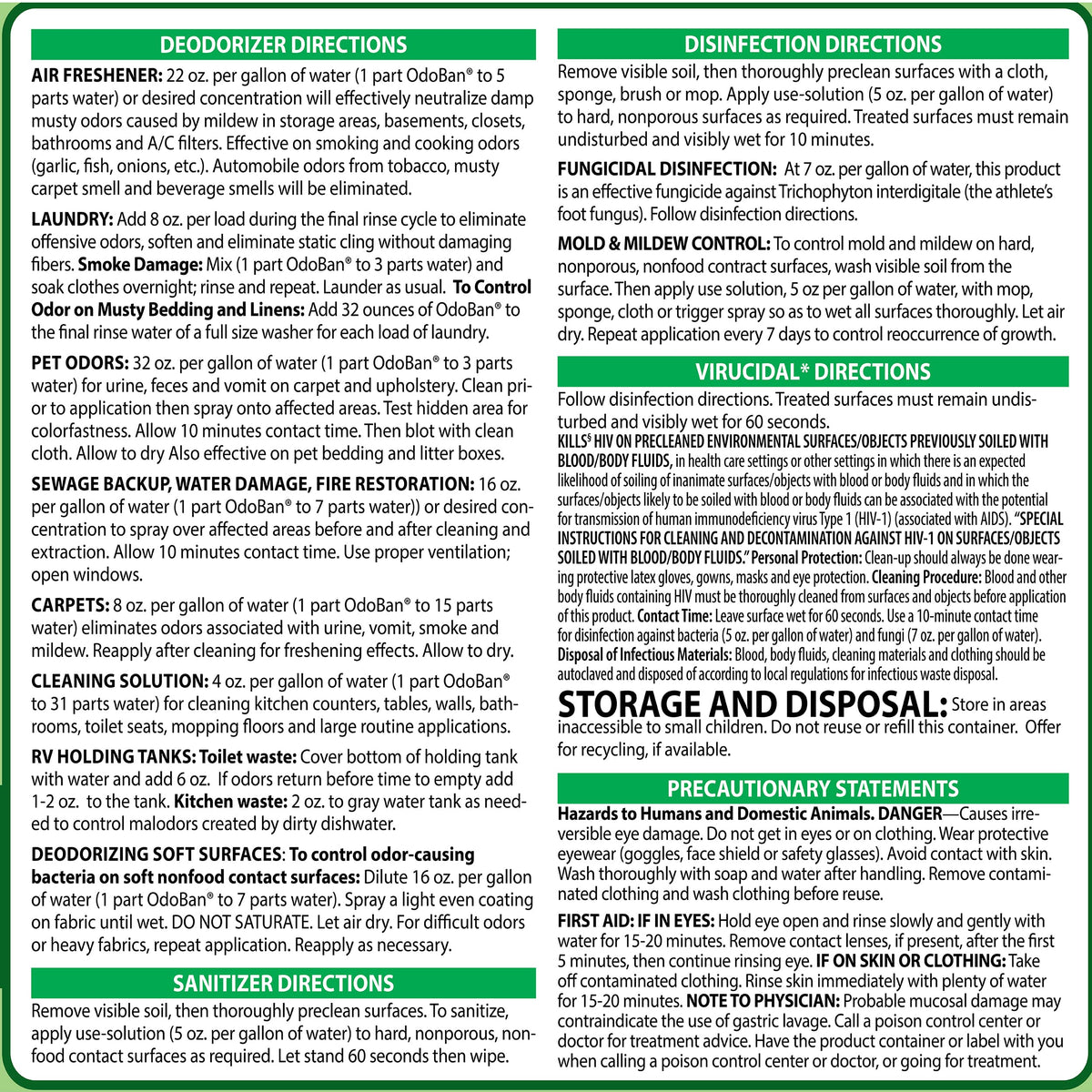 OdoBan Disinfectant Odor Eliminator and All Purpose Cleaner Concentrate, Original Eucalyptus Scent, 1 Gallon