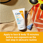 CeraVe Hydrating Sheer Sunscreen SPF 30 with Hyaluronic Acid, 3oz | Mineral and Chemical Sunscreen For Face and Body with Zinc Oxide & Ceramides, Fragrance-Free & Paraben-Free