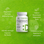 Magnesium Glycinate 400mg, 300 Capsules | 100% Chelated for Easy Absorption | Essential Mineral Supplement for Muscle, Sleep, & Heart Health*