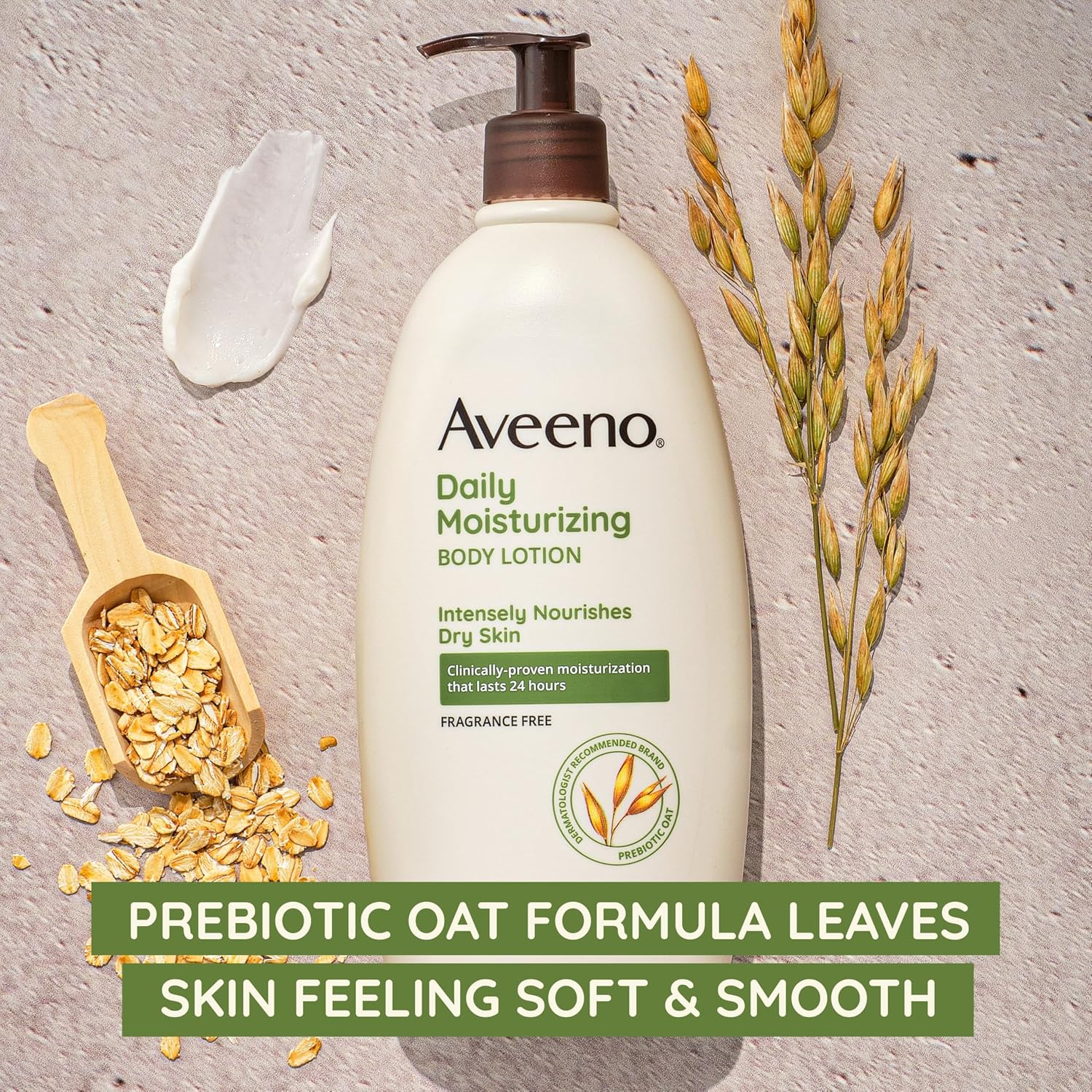 Buy now Aveeno Daily Moisturizing Body Lotion with Soothing Prebiotic Oat, Gentle Lotion Nourishes Dry Skin With Moisture, Paraben-, Dye- & Fragrance-Free, Non-Greasy & Non-Comedogenic, 12 fl. Oz at indiglob india