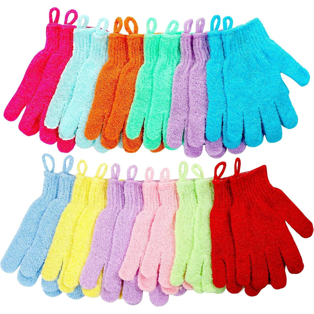 Buy now Shower Gloves,24 Pcs Exfoliating Bath Gloves,Body Scrub Gloves with Hanging Loop for Beauty Spa Massage Skin Shower Body Scrubber-12 Colors at indiglob india