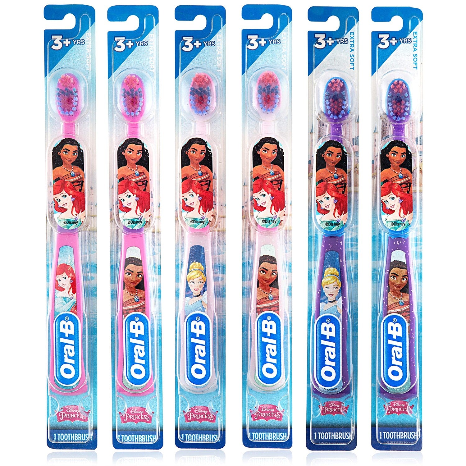 Buy now Oral-B New Princess Toothbrush for Little Girls, Children 3+, Extra Soft, Characters Vary - Pack of 6 (Characters Vary) at indiglob india