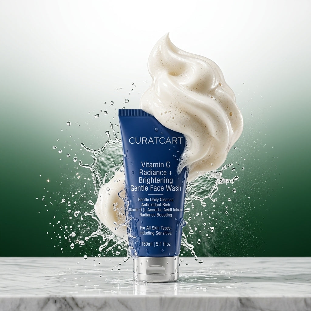 CuratCart Vitamin C Radiance + Brightening Gentle Face Wash | Antioxidant-Rich L-Ascorbic Acid Daily Cleanser | For All Skin Types | 150ml (5.1 fl oz)