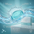 CURAT CART Deep Hydration Gel Bar splashing dynamically in clean water to highlight moisture.