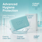 CURAT CART Refreshing Bath Bar splashing in clean water, formulated for advanced daily hygiene protection.