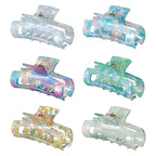 4Pcs Hair Claw Clips, Acetate Hair Banana Barrettes, French Butterfly Jaw | Hair Clips, Mermaid Color Crab Hairpin, Leopard Print Stylish Hair Accessories for Women Girls